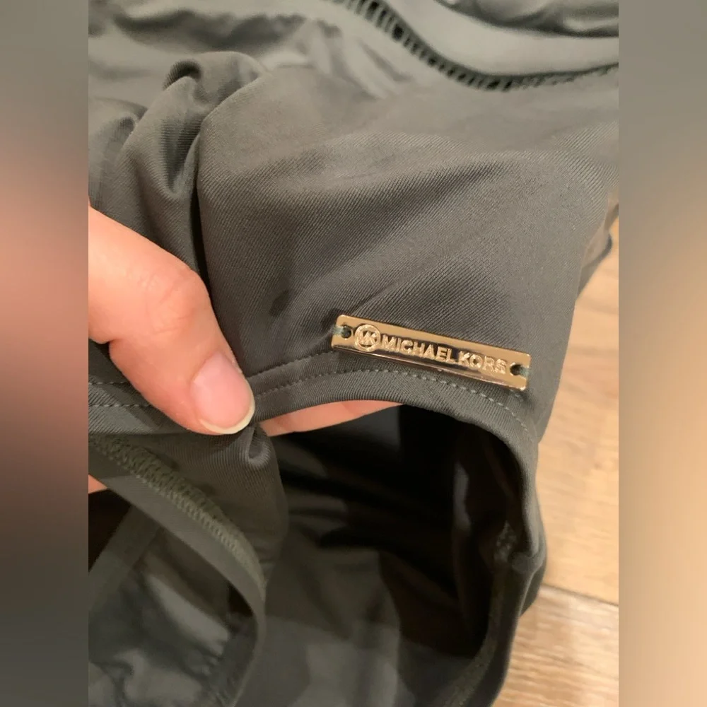 MICHAEL KORS Cruise Olive Green Ladder Cutout One Piece Swimsuit Womens 10 - Picture 4 of 11